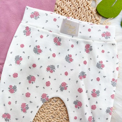 Conj. de Malha 3 peças - Flor de Coração - Off White e Uva